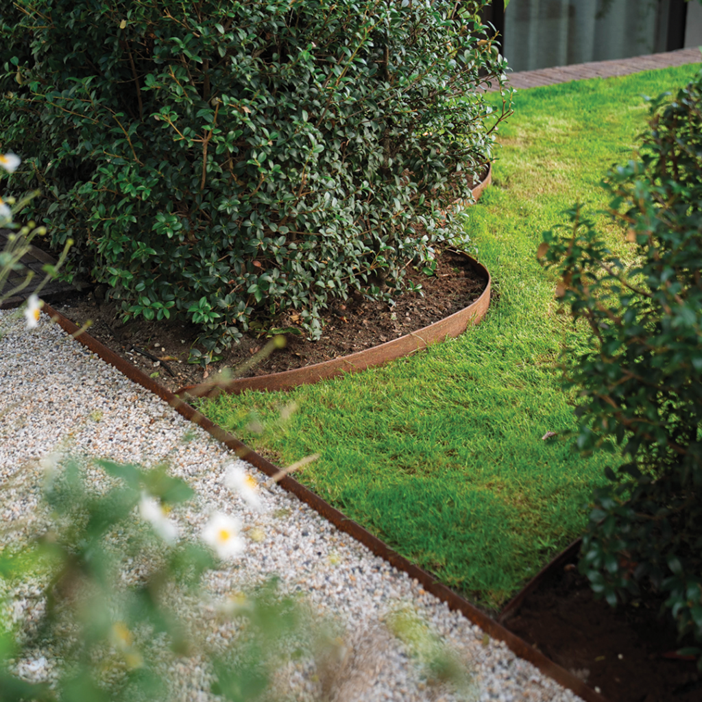 Corten edging flattened top curved